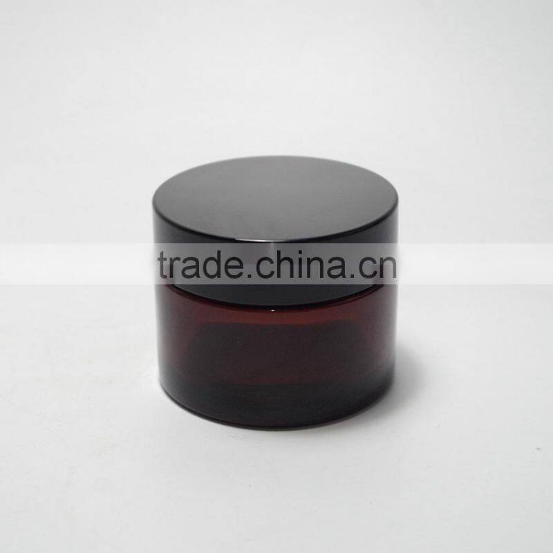 80ml straight side amber glass cream bottle with screw plastic lid