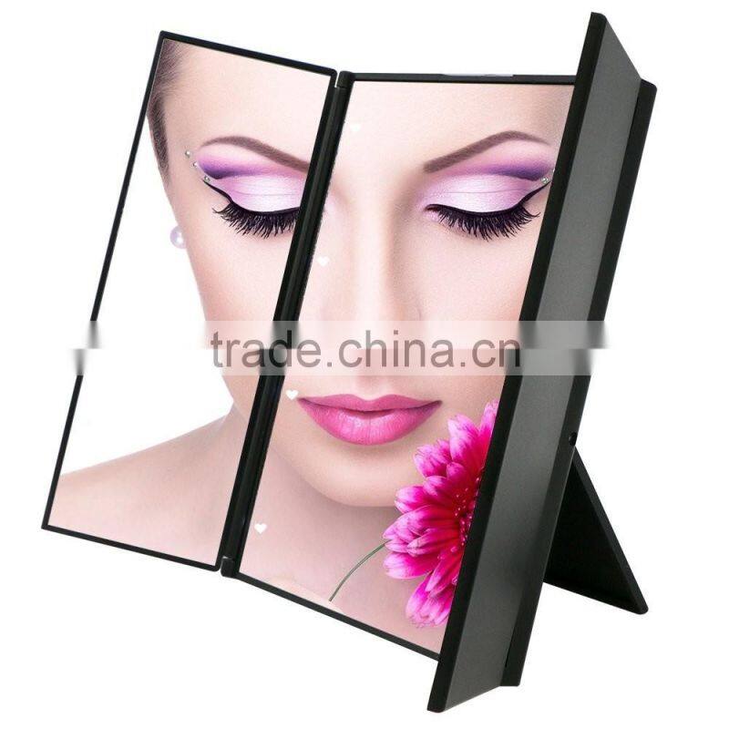 Travel Mirror, Tri-Fold Lighted Led Mirror / Lighted Travel Mirror