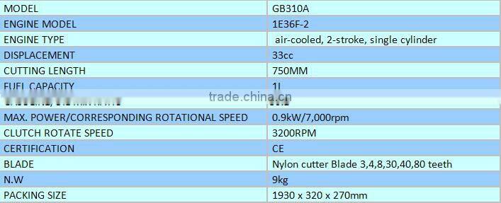 Meiyuan Garden tools two engine stroke GB310A knapsack brush cutter