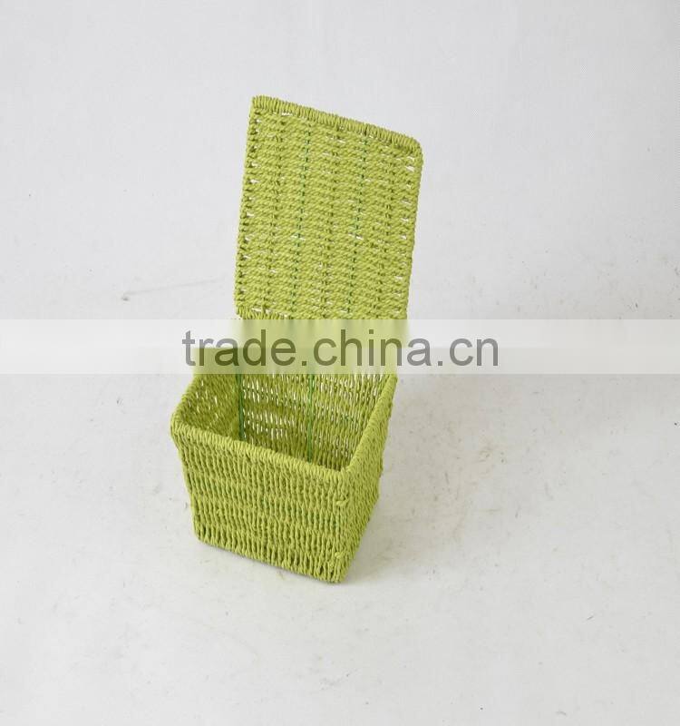 SD Folding mini rattan wicker baskets with handle for storage