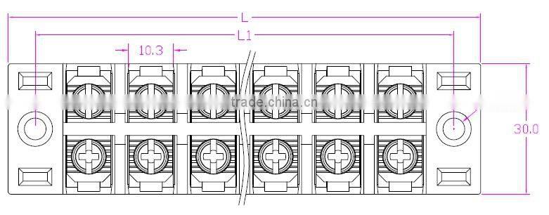 TB-3XXYYCP Series Panel Mount 15A-25A-35A 300V Fixed Terminal Block