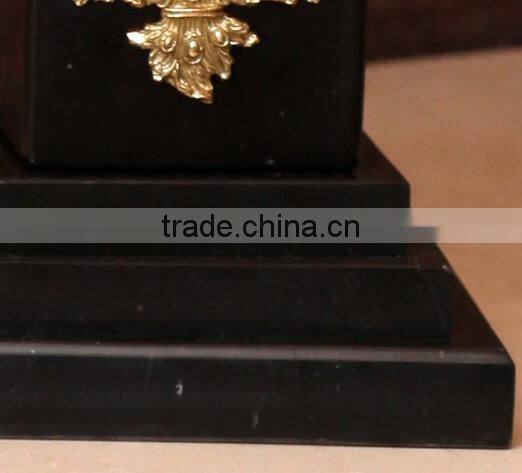 Price cup shape brass decoration black marble lamp body living room table lamp with fabric lampshade