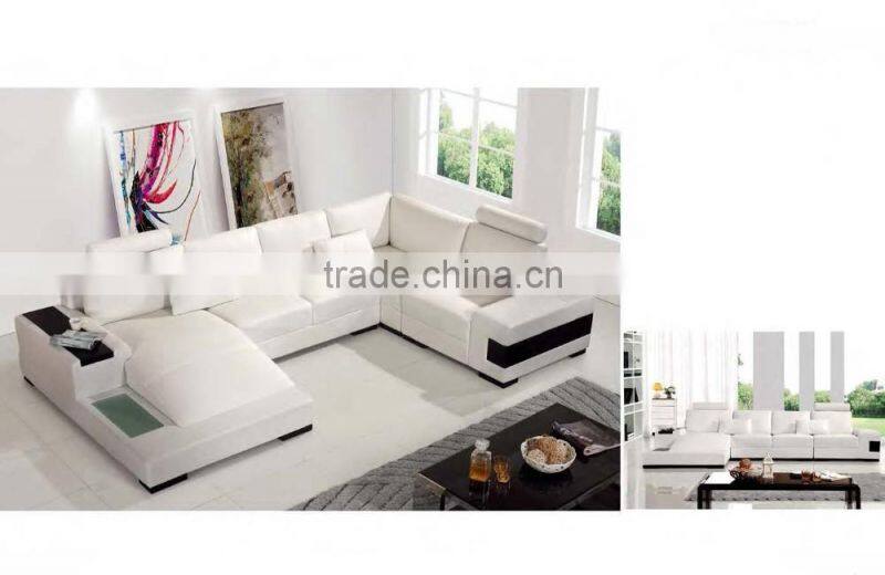 Bisini Fancy Genuine Leather White Living Room Corner Sofa