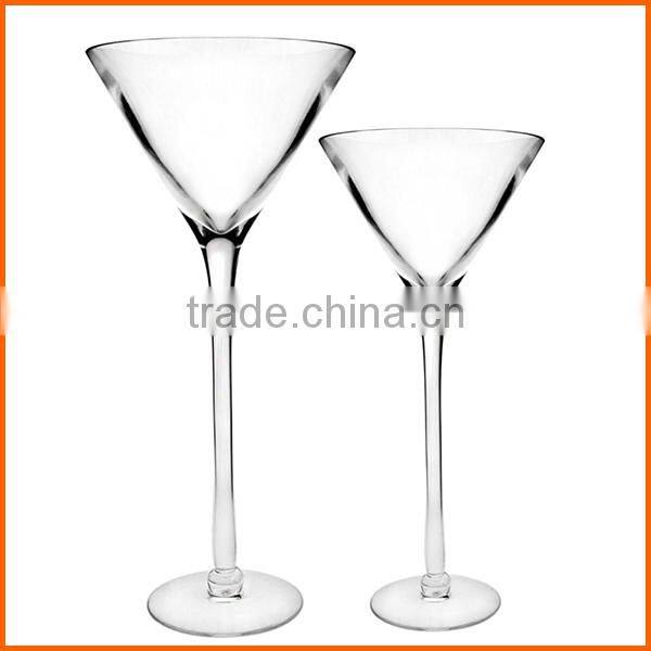 Hot selling decorated clear martini glass vases