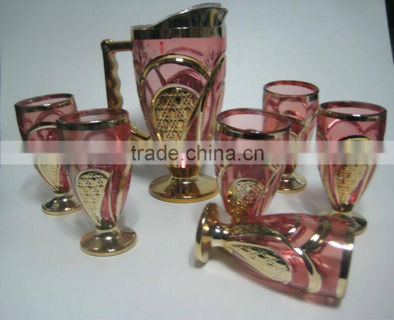 7pcs of gold plated glassware sets