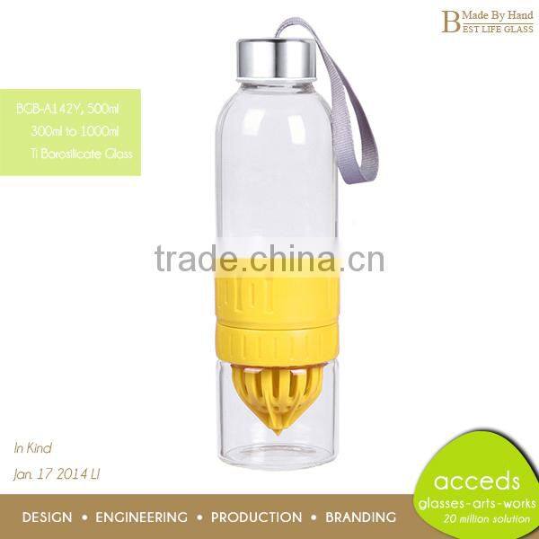 Glass Fruit Water Bottle New Design Drinking Water Bottle