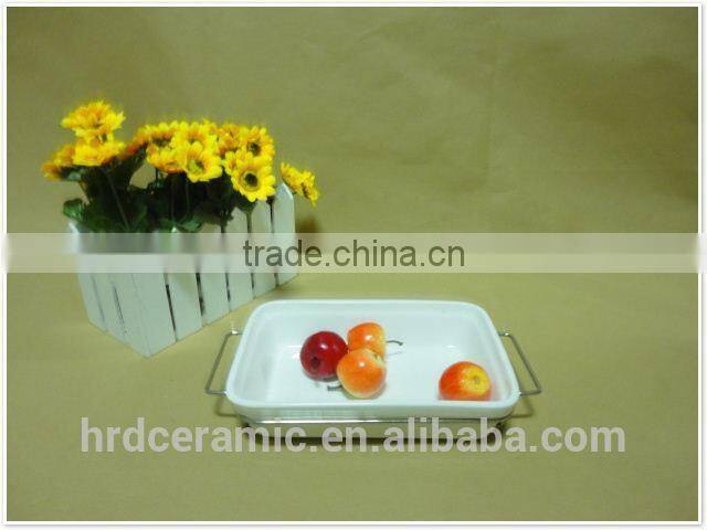 Gold rim four pane 2015 ceramic plate with handle