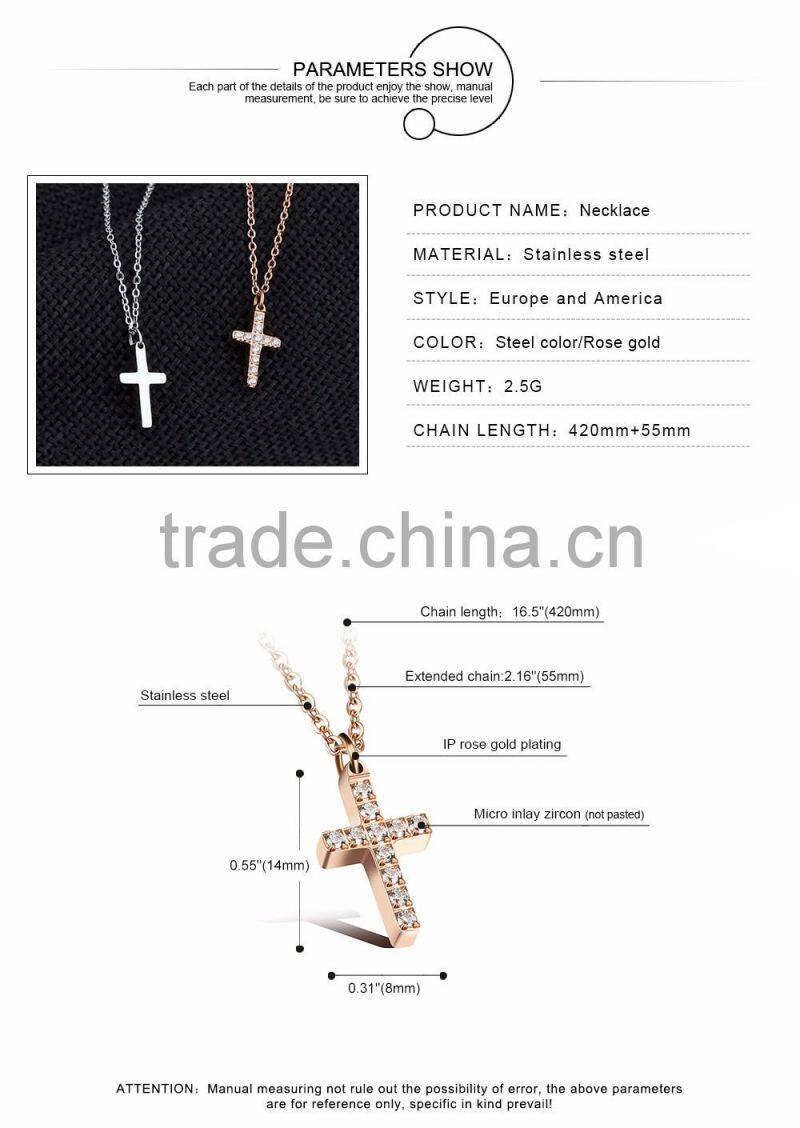 Women's Cross Pendant Necklace Stainless Steel Link Chain Necklace
