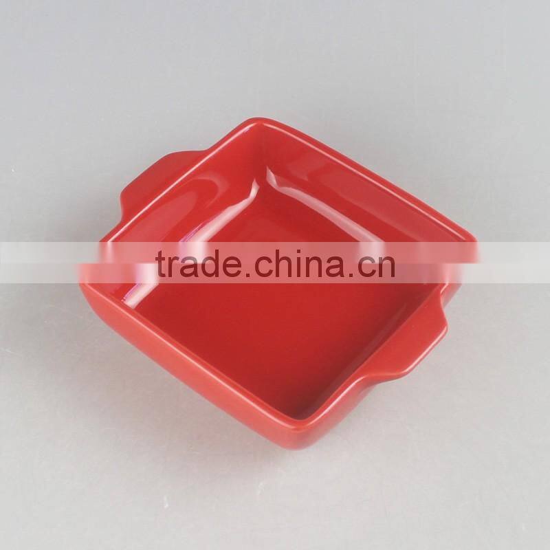 Ceramic square bakeware with color glaze