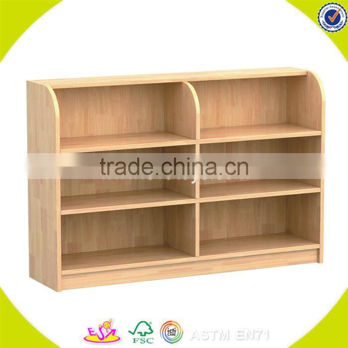 Wholesale customized wooden kids shelf , elegant and simple style wooden storage shelf toy for kids W08C212