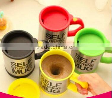 Fashionable and Practical self stirring mugs with batteries stainless steel coffee mug LS Eplus