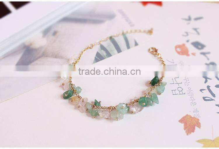 raw stone charms gold chain bracelet crushed stone bracelet