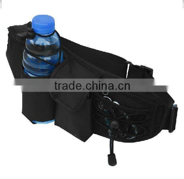 Black Nylon Waist Outdoor Bottle Bag