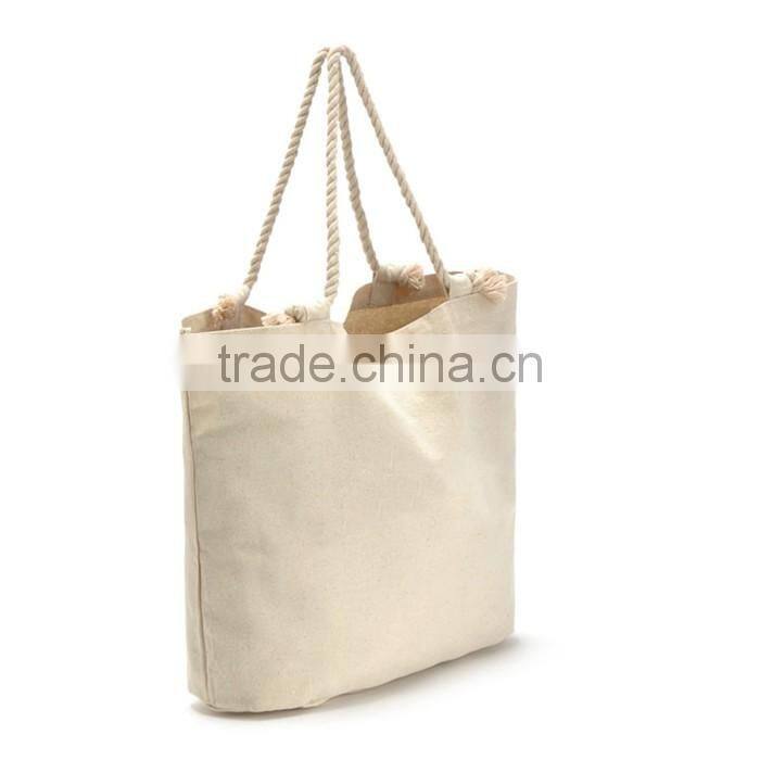 Large Capacity 16OZ Canvas Tote Bag With Two Red Handle,Cheap Canvas Shopping Bag With Handle