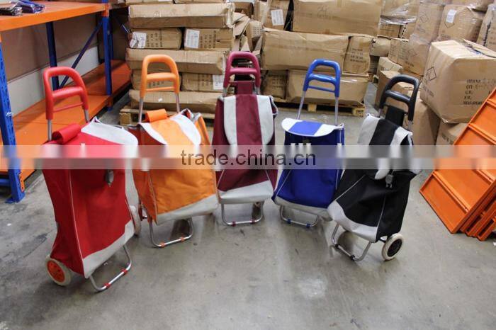 Household Essentials Rolling Shopping Cart with Royal Blue Bag