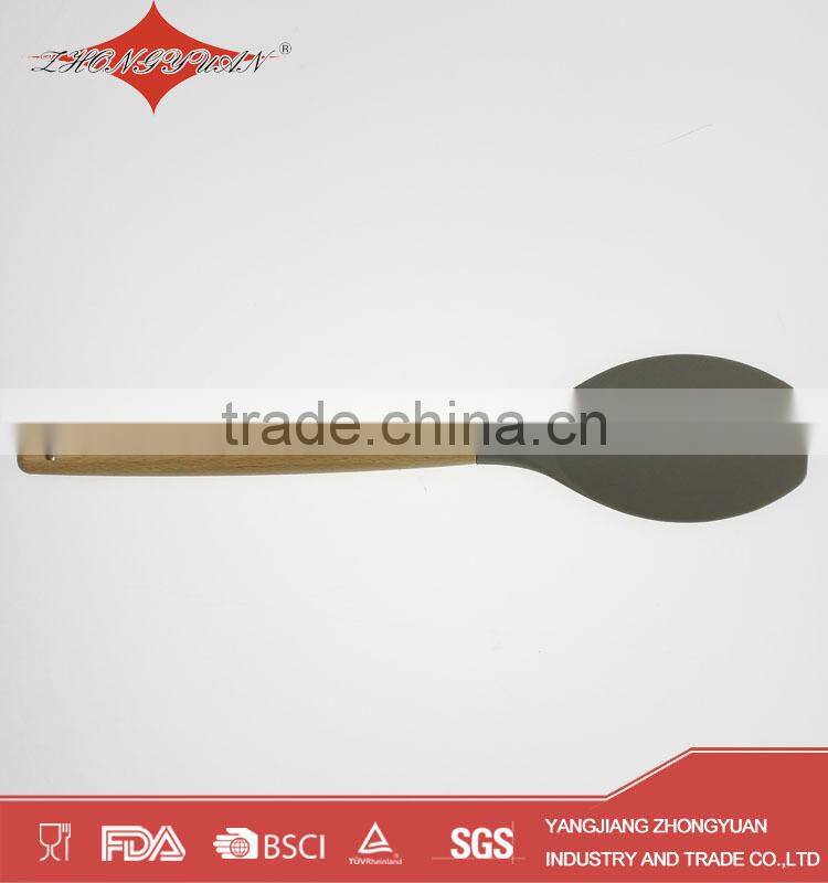 colorful silicone kitchen utensils with wood handle