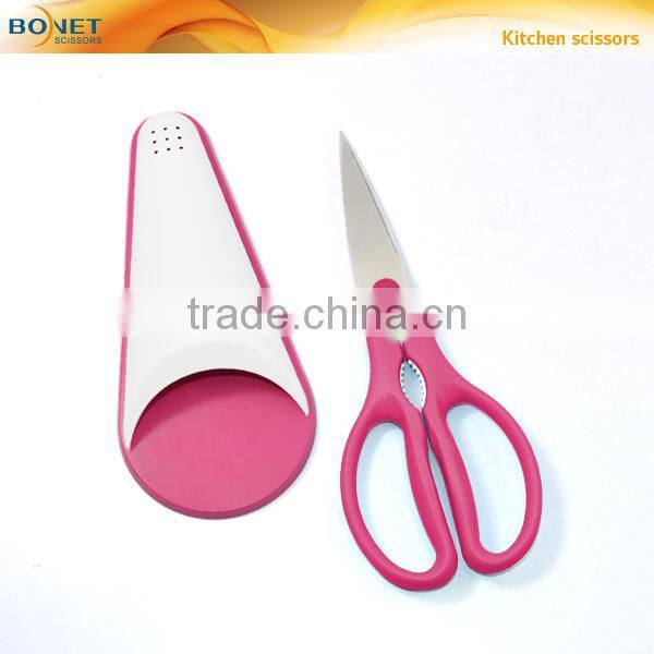 S52018N FDA certificated 8" magnetic cover kitchen scissor with bottle opener