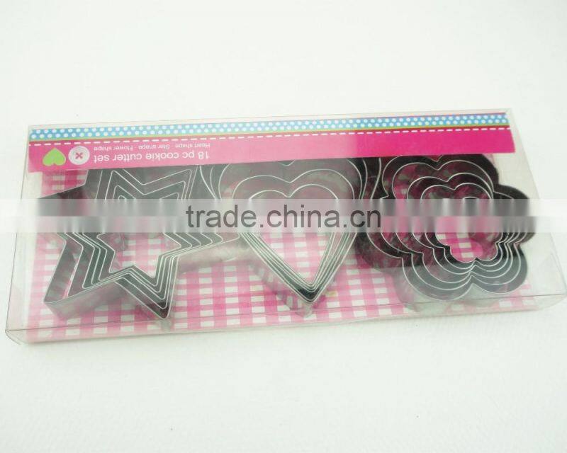 47033 18 pcs star heart flower Shape Cake cookie cutter ,fondant cake decorating tools
