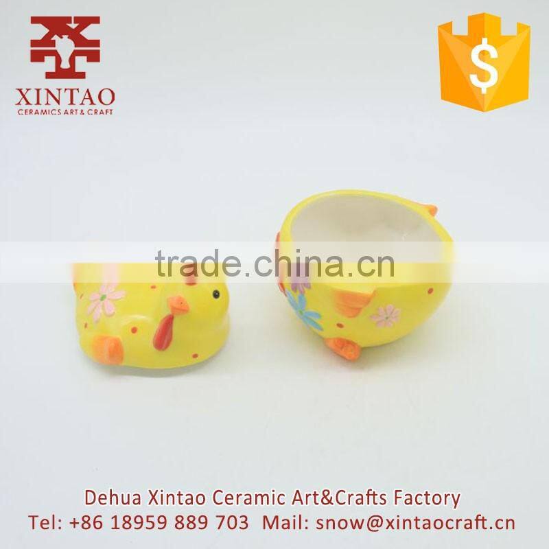 cute cartoon cock ceramic animal cookie jar with lid