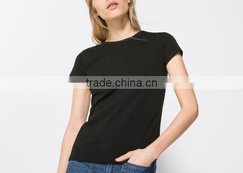 2016 New Fashion Summer Cotton Women Blank O-neck Short Sleeve T Shirts