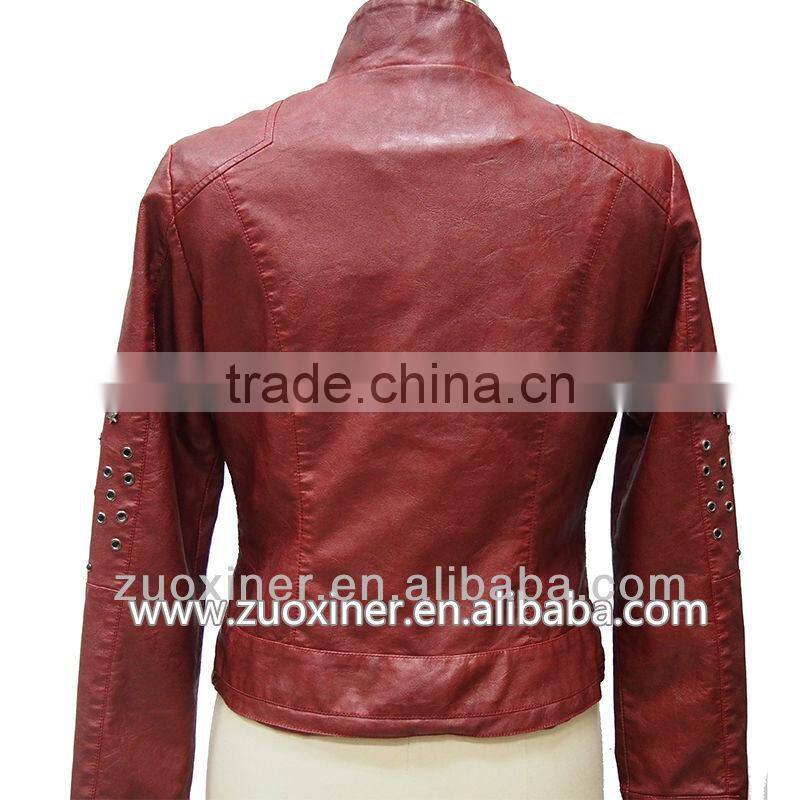 2014 Pu leather Jacket Women Winter Jacket Rivert Fashion Jacket