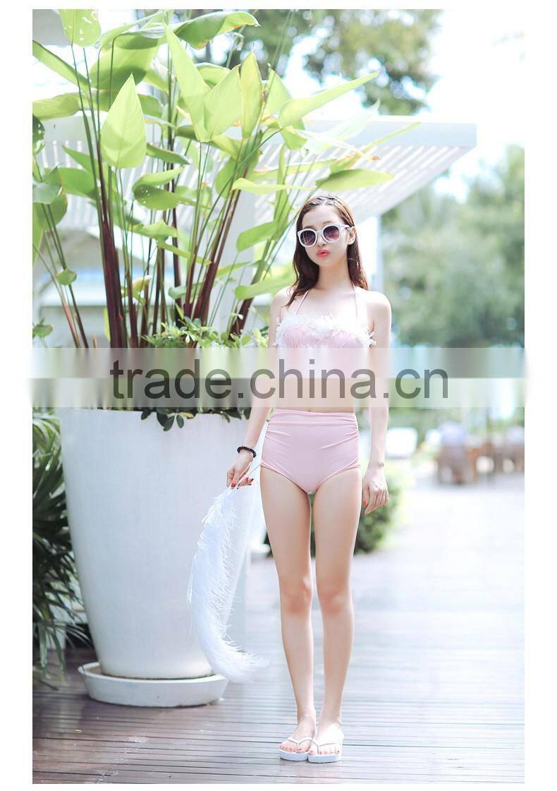 China Distributors Latest design solid sexy mesh swimwear white