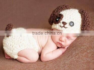 newborn baby dog hat cap cotton photography prop animal hat cap crochet knitted beanie