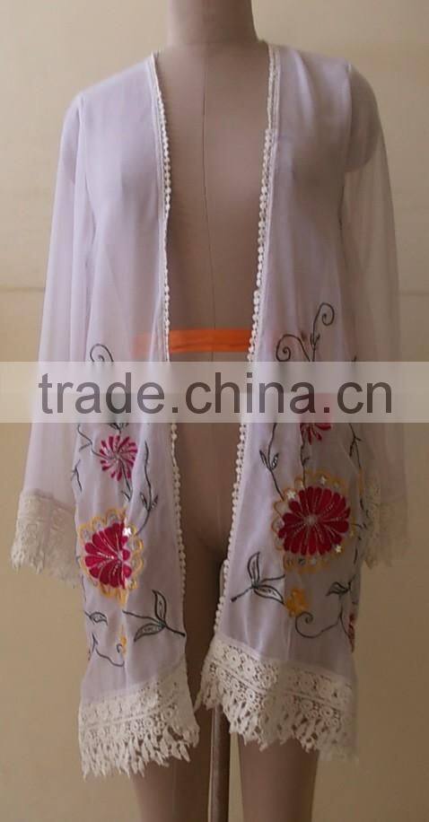 Embroidered Chiffon Beach Tunic