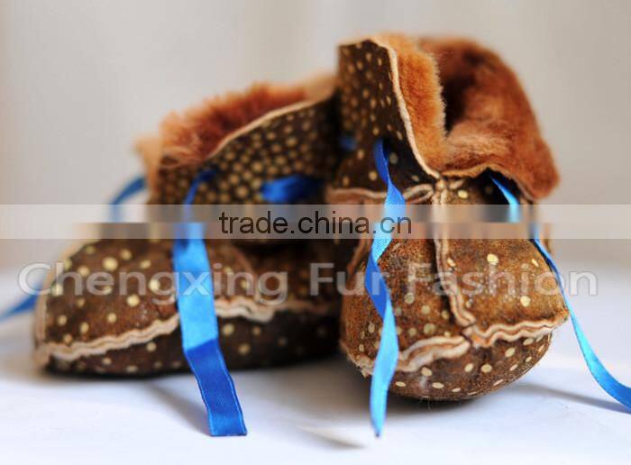 CX-SHOES-01 Warm Soft Genuine Sheep Skin Fur Baby Shoe
