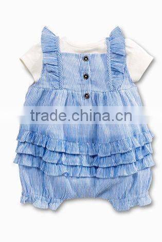 2017 wholesale stripe newborn baby clothes organic cotton childrens boutique ruffle clothing toddler romper