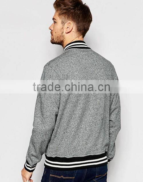 Men zip up plain varsity sweatshirt jacket custom, spring / autumn apperel OEM supplier