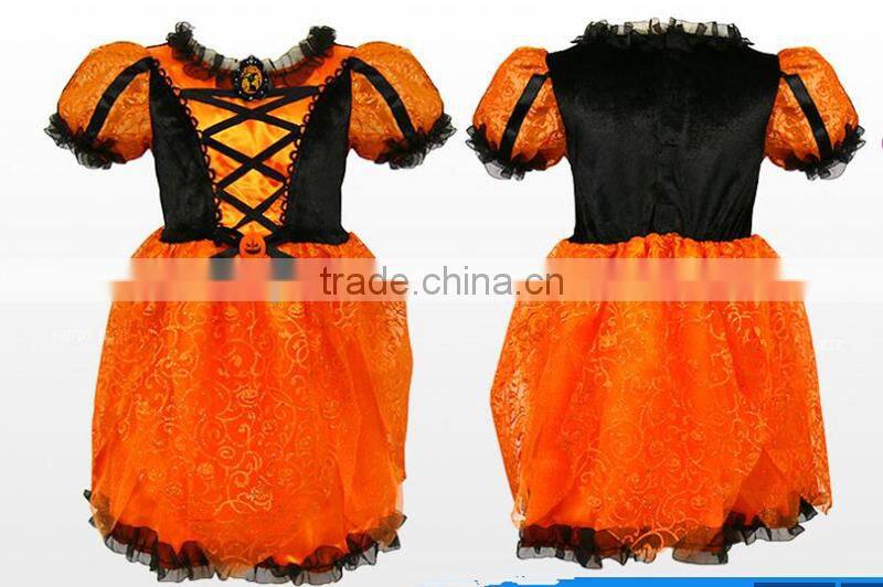 MGOO 2015 Popular Kids Halloween Costumes For Girl Pumpkin Dress For Kids Prom Party Dress TT001