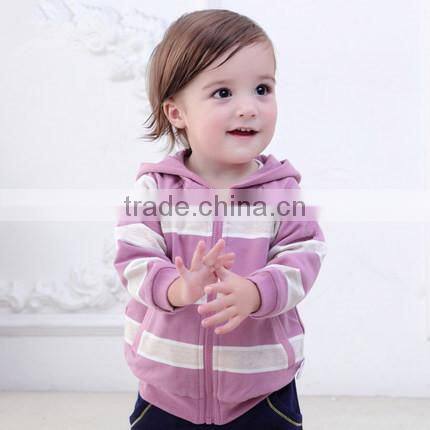 Baby Striped Hoodies Custom Toddler's Autumn Warm Hoody Zip Up Sweatshirt Wholesale