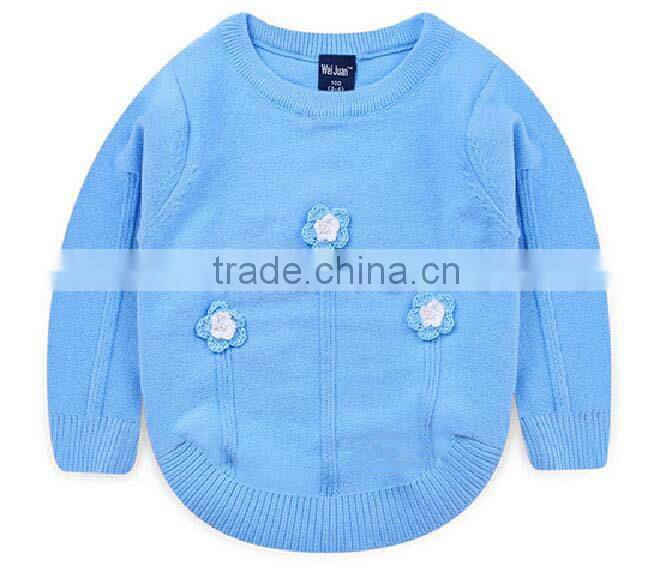 custom factory latest fancy embroidered flower winter kids cottton sweater