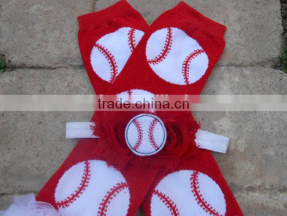 wholesale red legging football pattern 100% cotton baby leg warmers