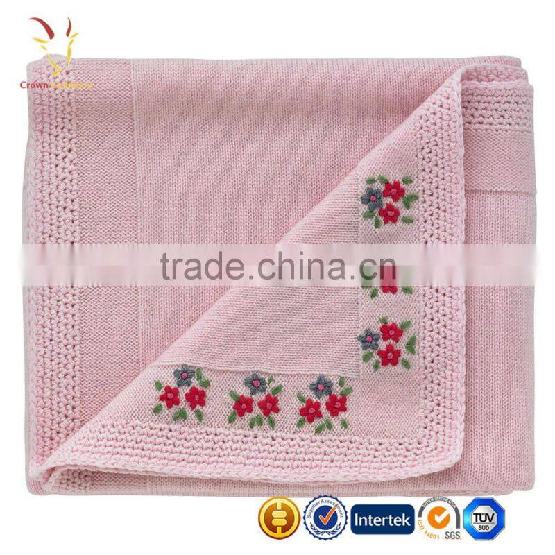 Lovely embroidered Cashmere Wool Blanket for Baby Made in China