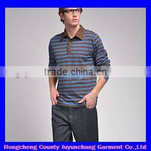 2013 Popular men's striped tight style polo shirt