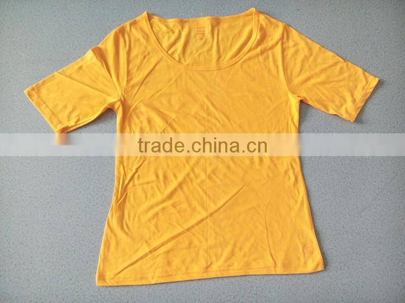 Stock lot 35 cotton and 65 polyester ladies t shirt