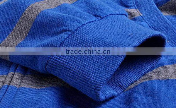 2013 customized blue and grey color striped zip up hoodies in different colors