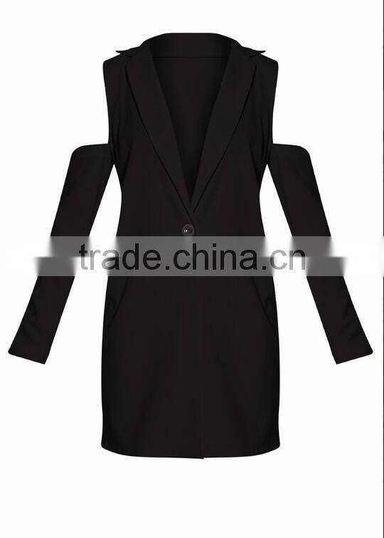 Sexy trend cold shoulder women blazer fashion ladies blazer designs 2016