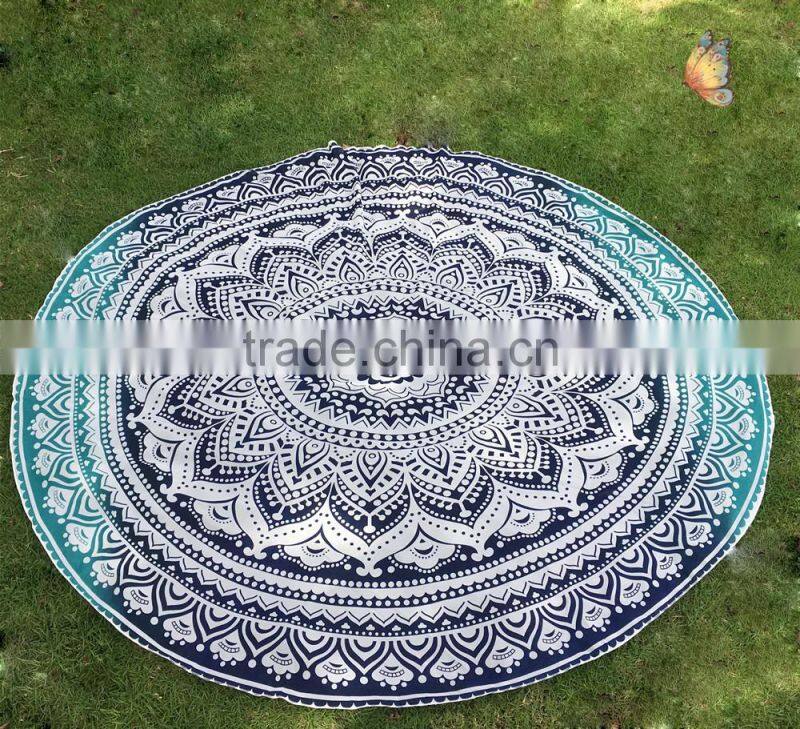Peacock Mandala Round Tapestry Throw Hippie Gypsy Beach Blanket Yoga Mat Boho