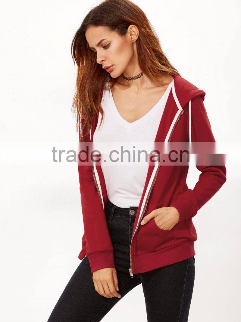 Factory Wholesale Last Design Blank Comfortable Full Zip Women's Hoodies
