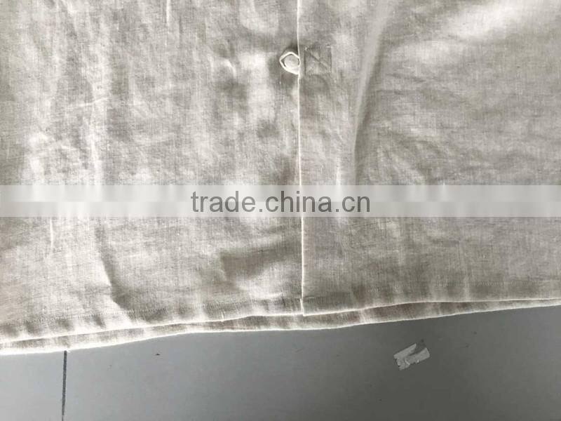 Beige linen Mandarin collar special buttonhole Mens casual dress shirts