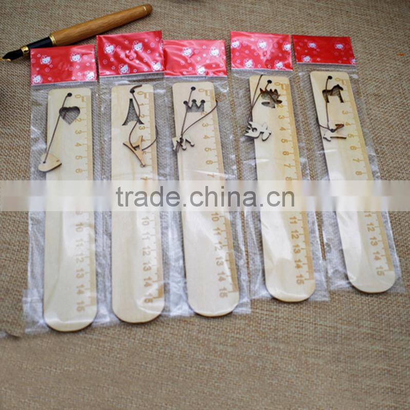 Korean Souvenir Stationery Wood Ruler With Pendant Craft