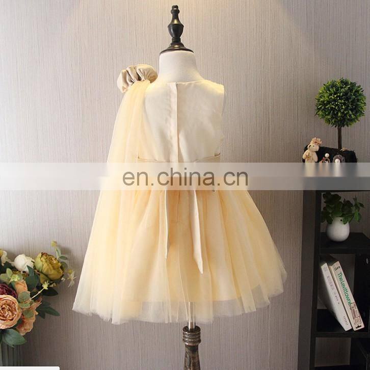 Champagne Vintage Tulle Toddler Dress Sequin Flower Girl Dress Wedding Sleeveless Princess Costume With Bow