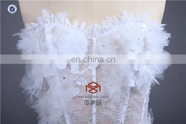 summer Sexy SHMY-W0045 See Through Tulle Layered Short Front Long Back Sequined Lace Wedding Dresses