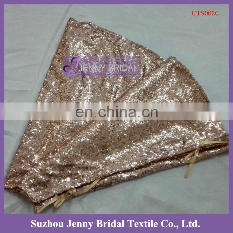 CTS001B sequin and burlap christmas embroidery tree skirt