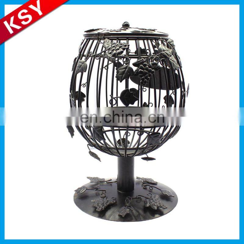 Fashionable Professional Manufacturer Glass Stand Metal Cage Candle Holder