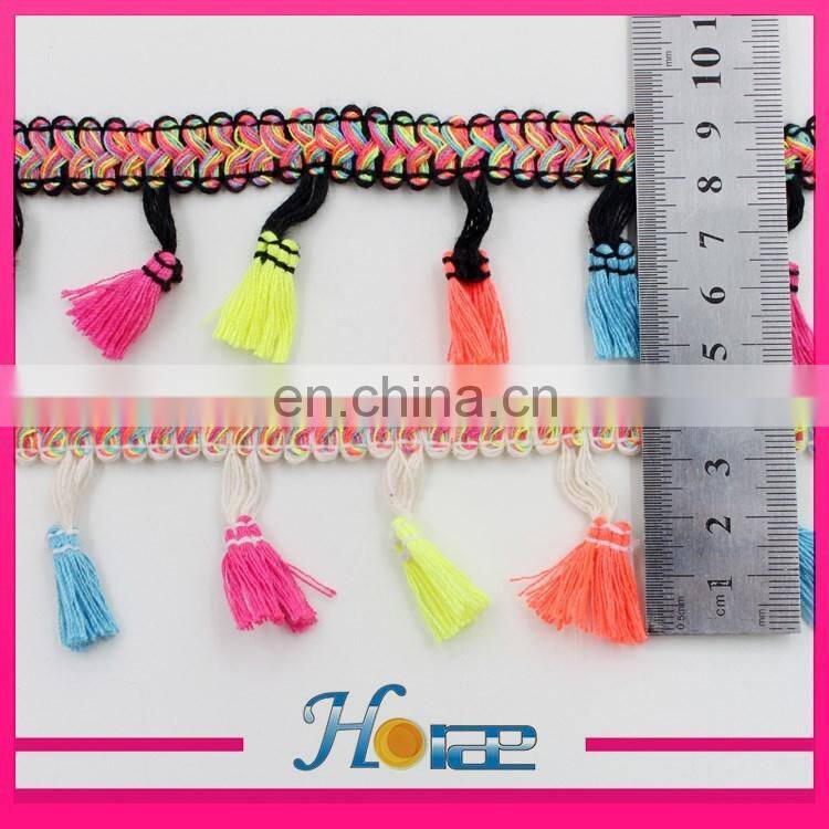 4.5cm width colorful tassel fringe tassel lace trim for garment