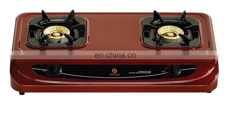 JY-638 2 burner gas stove 0.7mm cold rolled sheet cookertop with shining red surface